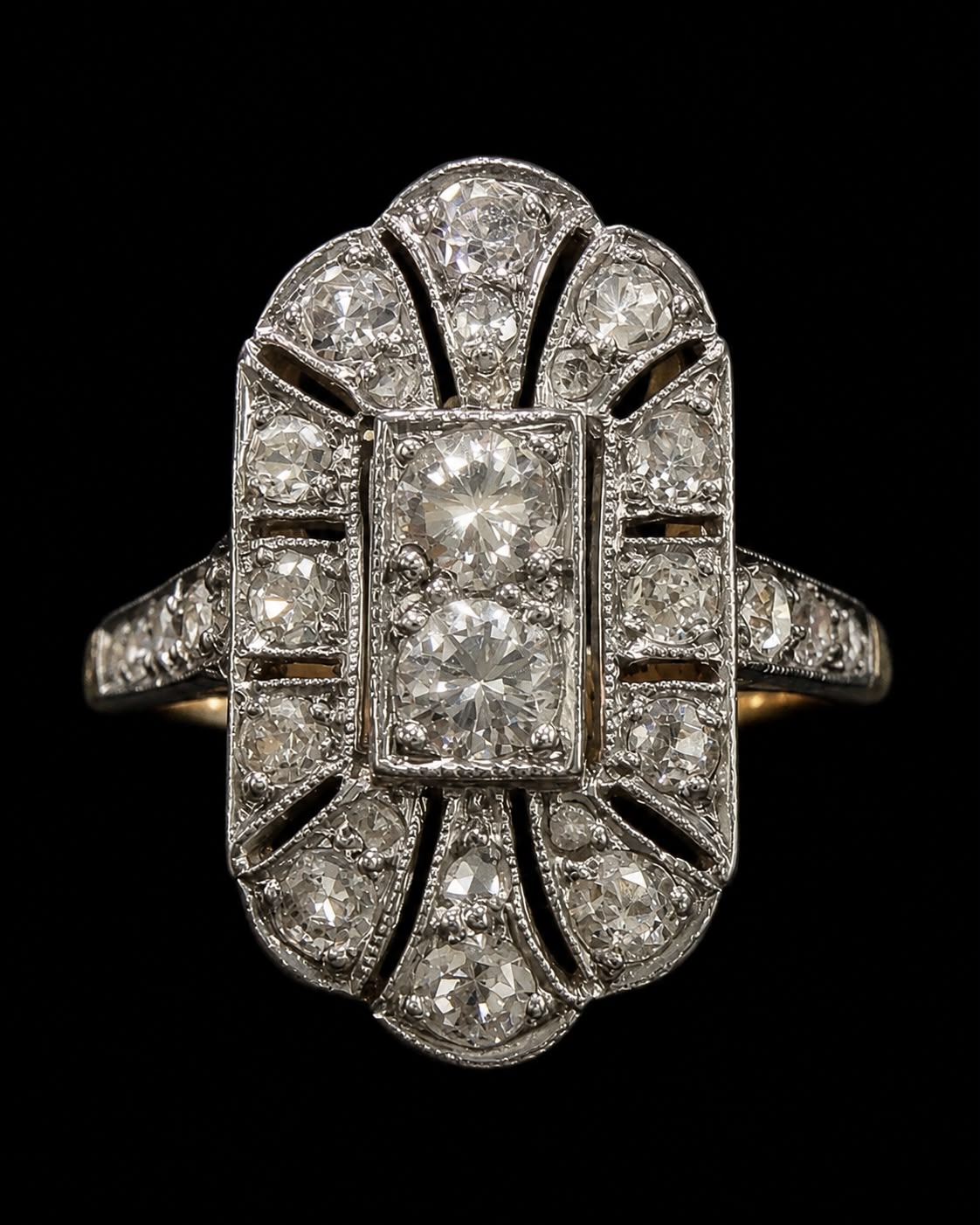 ART-DECO DIAMOND CLUSTER RING, 3.1 grams, testing 18 ct. gold and ...