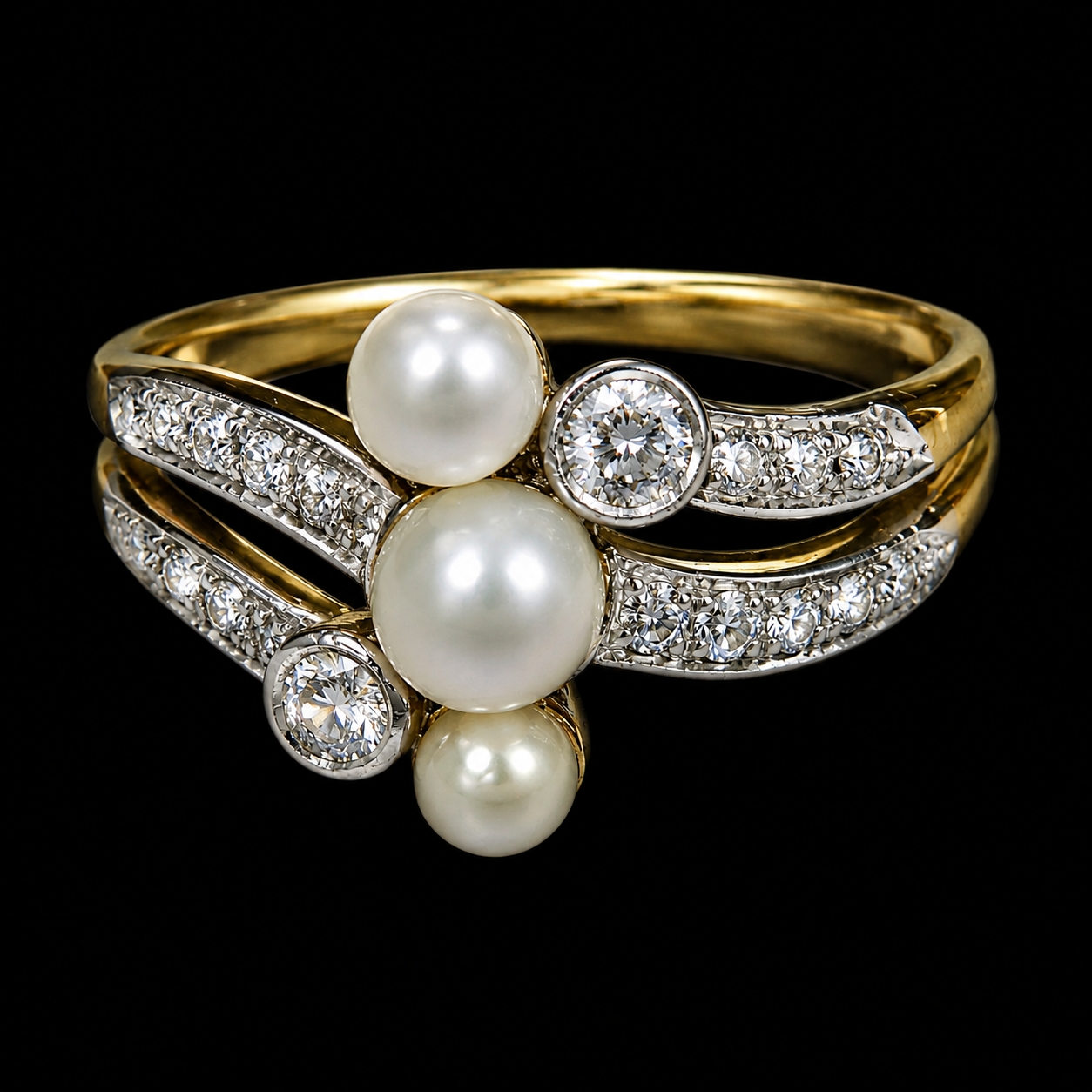 ANTIQUE PEARL AND DIAMOND RING 4.3 grams high carat gold and platinum ...