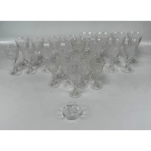 A selection of Stuart Crystal Glasses, Hardwicke pattern, with deep cut ...