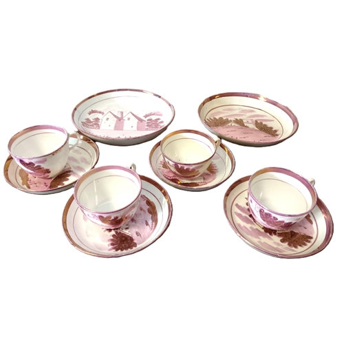 61 - A collection of Sunderland luster cups saucers and bowls (a lot)