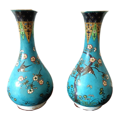 62 - A pair of 19th century Meiji period Japanese cloisonné vases