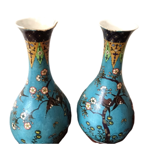 62 - A pair of 19th century Meiji period Japanese cloisonné vases