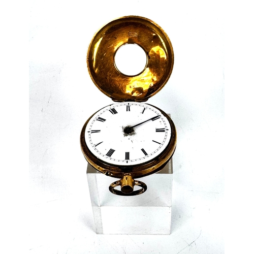 125 - An 18 carat gold hunter pocket watch, 18K marked case, movement damaged