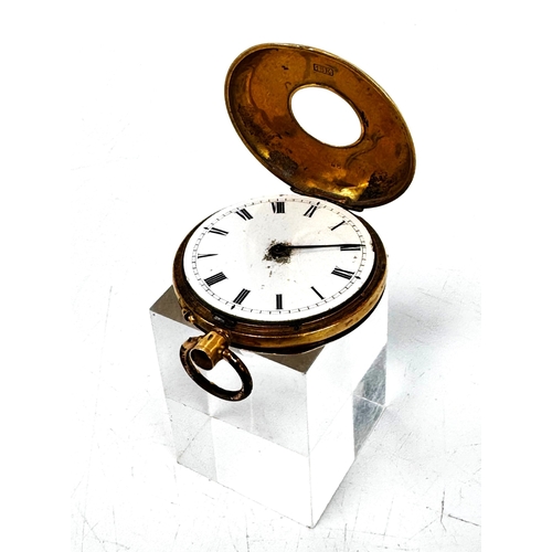 125 - An 18 carat gold hunter pocket watch, 18K marked case, movement damaged
