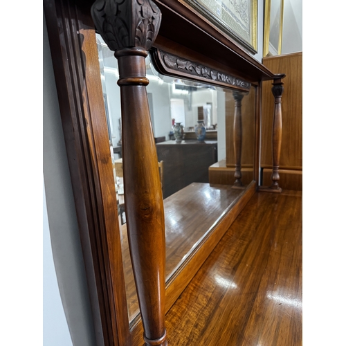 2 - Early 20th century carved walnut dressing chest with mirror back, the rectangular bevelled plate fla... 