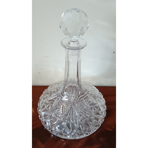 3 - A set of four 19th century glasses, together with a decanter, each with cut detail and faceted decor... 