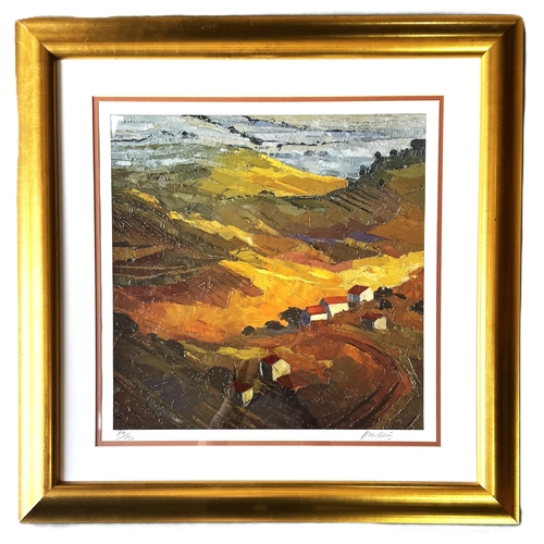 6 - A large signed limited edition print by Alan Cotton, depicting a coastal landscape scene in his char... 