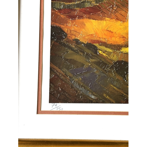 6 - A large signed limited edition print by Alan Cotton, depicting a coastal landscape scene in his char... 