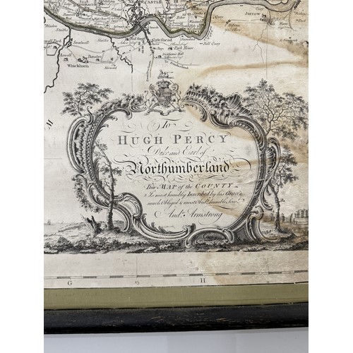 7 - A large map of Northumberland, dated 1769, with detailed topographical engraving and place names, wi... 