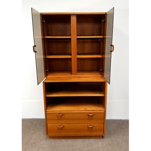 12 - A mid-20th century teak sectional display and storage cabinet, probably G-Plan,181cm high, 86cm dept... 