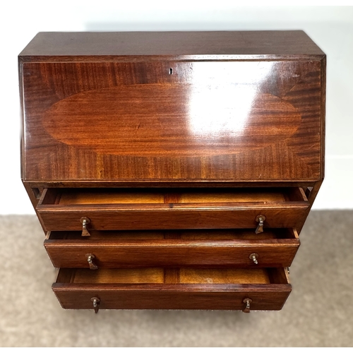 16 - A George III style reproduction mahogany veneered bureau,W86cm x H104cm x D43cm