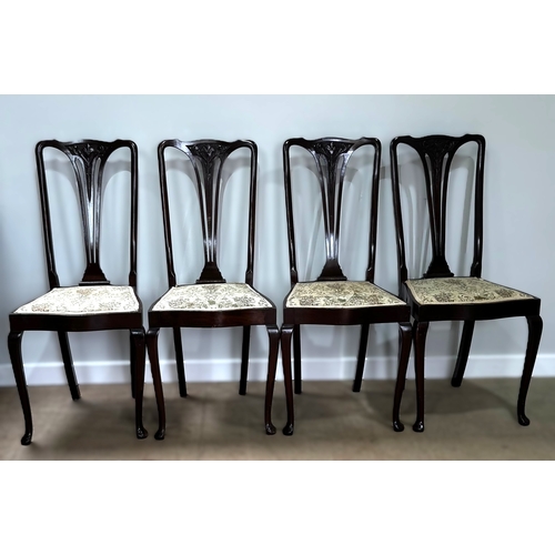 19 - A set of four Queen Anne style dining chairs; and four vintage dining chairs (8)