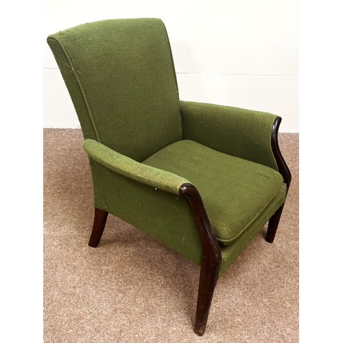 24 - Various, including a modern green upholstered armchair; together with another chair and a Corby trou... 