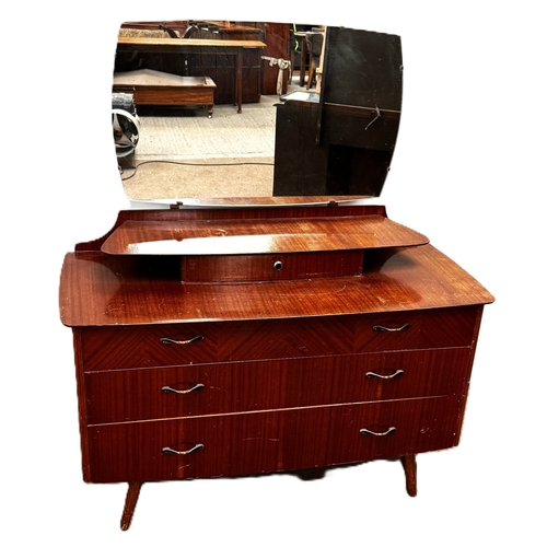 26 - Two modern veneered dressing tables, each with mirrors and a trouser press (3).Darker; 73cm high, 12... 