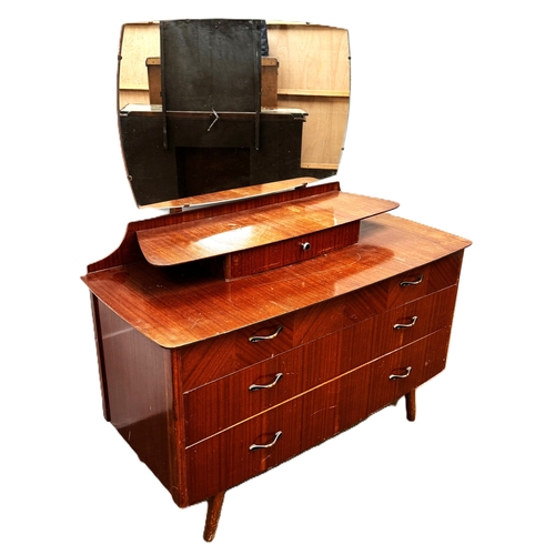 26 - Two modern veneered dressing tables, each with mirrors and a trouser press (3).Darker; 73cm high, 12... 
