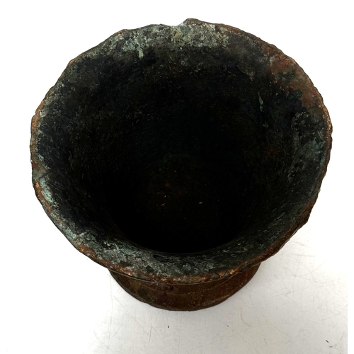 28 - A large bronze 17th century Mortar, probably English, of typical waisted form, plain including sligh... 
