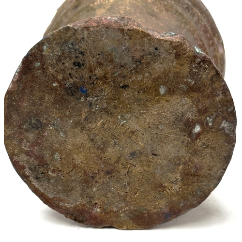 28 - A large bronze 17th century Mortar, probably English, of typical waisted form, plain including sligh... 