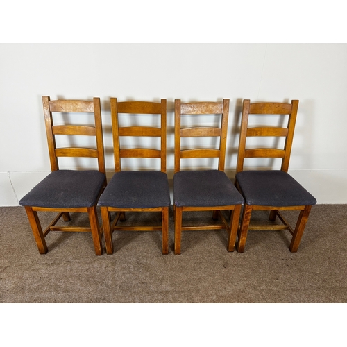 33 - Two modern café/ bar dining tables, together with seven ladder back chairs (9).