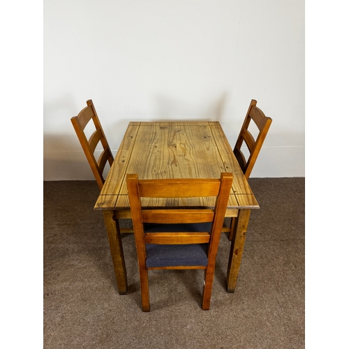 33 - Two modern café/ bar dining tables, together with seven ladder back chairs (9).