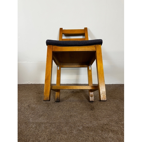 33 - Two modern café/ bar dining tables, together with seven ladder back chairs (9).