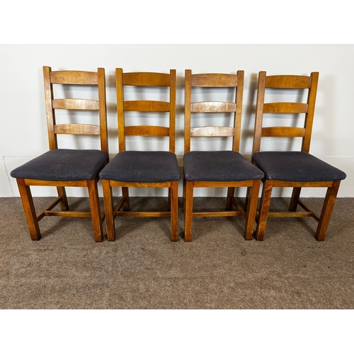 33 - Two modern café/ bar dining tables, together with seven ladder back chairs (9).