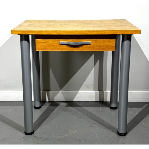 34 - Two modern writing tables and chairs. Long desk measures; 74cm high, 120cm width, 58cm depth; short ... 