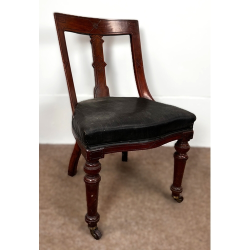 36 - Eight assorted dining chairs, mainly 19th century, including two with solid curved backs, lightly mo... 