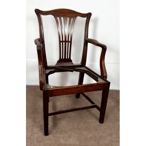 36 - Eight assorted dining chairs, mainly 19th century, including two with solid curved backs, lightly mo... 