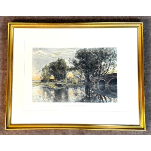 38 - Seven assorted pictures and prints, including  “Cocker Spaniels - Black and Blue Rhone”; a hand sewn... 