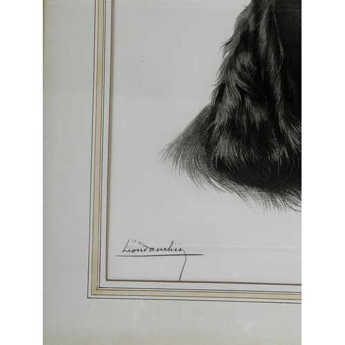 38 - Seven assorted pictures and prints, including  “Cocker Spaniels - Black and Blue Rhone”; a hand sewn... 