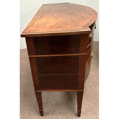 40 - A Regency style mahogany bow-fronted sideboard, 19th century, with later glass top; 94cm high, 160cm... 