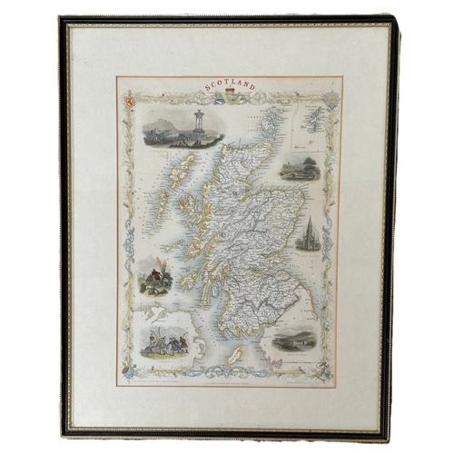 A collection of assorted framed vintage maps, including 'Edinburgh ...