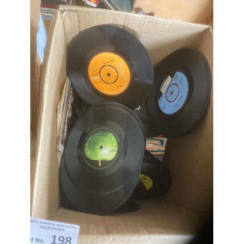 198 - Records : Box of 150 singles some very good names many out of sleeves but seem in good condition Bea... 