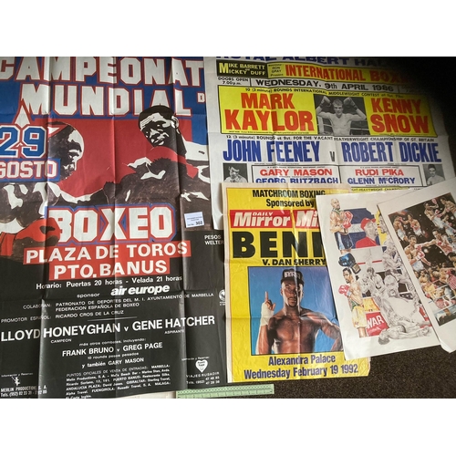 302 - Boxing : 5 Posters inc massive (120 x 80cm) Honeyghan v Hatcher - Marbella 1987, UK poster 86, Nigel... 