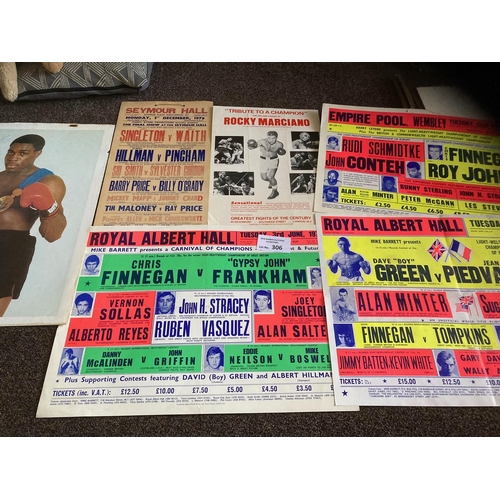 305 - Boxing : Original advertising posters involving Joe Bugner inc v Frasier 1973, Conteh, Dunn, finnega... 