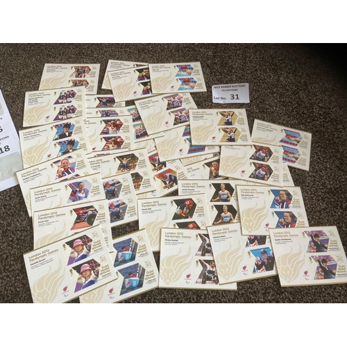 31 - Stamps : Gb mint set of paralympic sets in pairs with a FV of approx £65