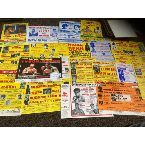 310 - Boxing : Small A4 advertising posters some creases inc Tyson, Bruno, Benn, Eubank, Magri etc (20)