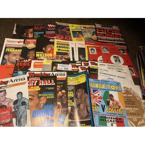 326 - Boxing : Modern programmes 1970s/90s numerous Champs progs inc Bruno, Lewis, Watson, Laing, Hope etc... 