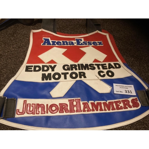 331 - Speedway : Arena essex - Grimstead Motor Junior Hammers - race jacket 1980s No 4 - fine item