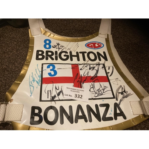 332 - Speedway : Brighton Bonanza indoor event rare race jacket No 8 - signed by many - 1997 - Neville Tat... 