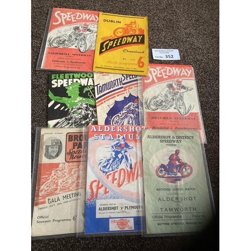 352 - Speedway : Nice collection of rare programmes 1940s/50s inc Fleetwood, California, Aldershot, Tamwor... 