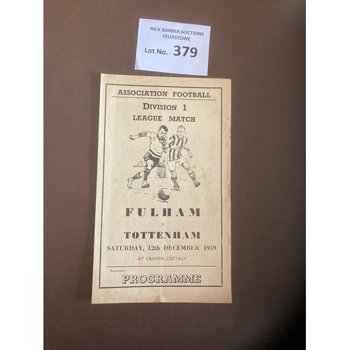 379 - Football : Fulham v Tottenham 4 page pirate programme 12/12/1959 - good cond