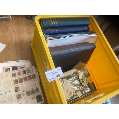 40 - Stamps : Plastic crate of albums covers, loose etc - world mix