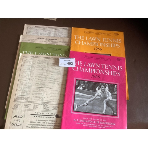 402 - Tennis : Wimbledon programmes 1950s/60s - 01/07/50, 30/06/51, 28/06/52, 30/06/53, 02/07/54 plus 11 i... 