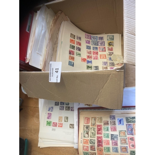 41 - Stamps : Large cardboard box of world albums,pages etc 1000s of stamps