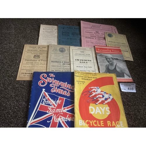 410 - Swimming / Bicycle : Interesting lot of programmes going back to 1903 Devonport, Regatta etc many So... 