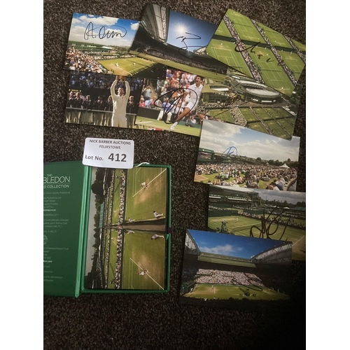 412 - Tennis : The Wimbledon postcard collection of 50 cards in box, 9 of the cards are signed inc Djokovi... 