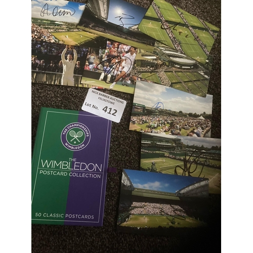 412 - Tennis : The Wimbledon postcard collection of 50 cards in box, 9 of the cards are signed inc Djokovi... 