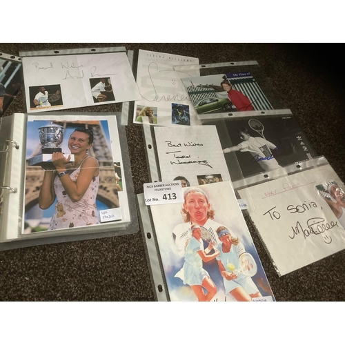 413 - Tennis : Autographed cards, pictures, cards etc inc Serena Williams, Lendl, Zvereva, Courier, Bartol... 