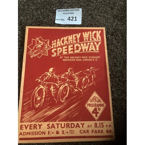 421 - Speedway : Hackney Wick v Sheffield 17/06/1939 - 12 page programme - in superb condition